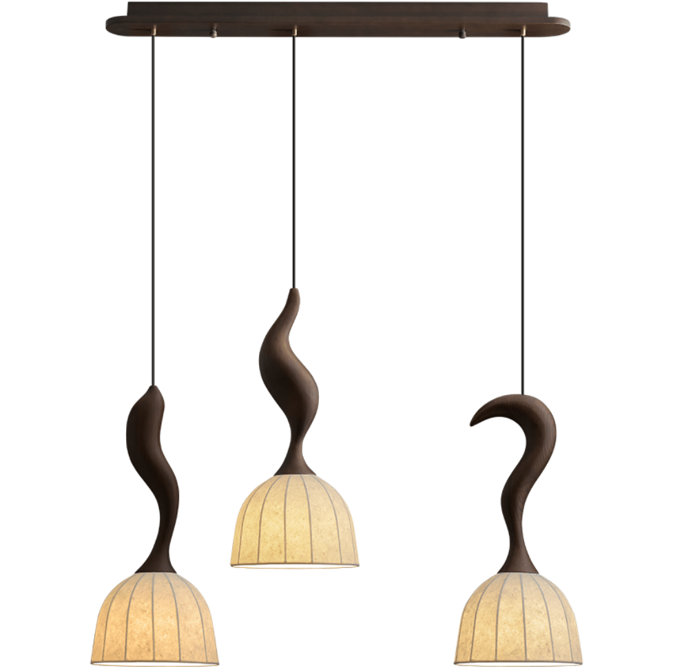 Elowen Twisted Wood Pendant Light – Sculptural Designer Ceiling Lamp