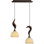 Elowen Twisted Wood Pendant Light – Sculptural Designer Ceiling Lamp