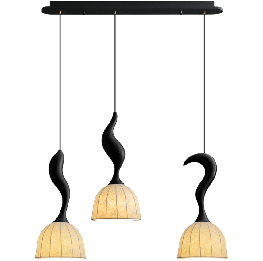 Elowen Twisted Wood Pendant Light – Sculptural Designer Ceiling Lamp