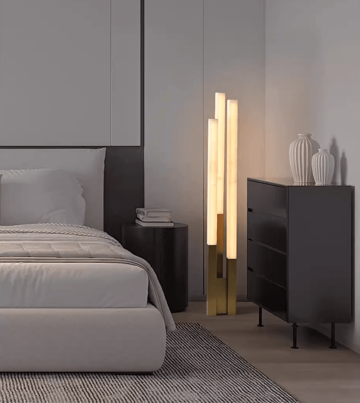 Callisto Alabaster Floor Lamp – Sculptural LED Brass Floor Light