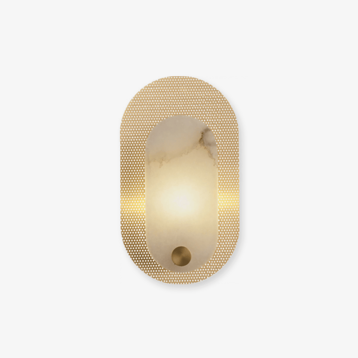 Perforated Oval Wall Sconce in Alabaster and Gold