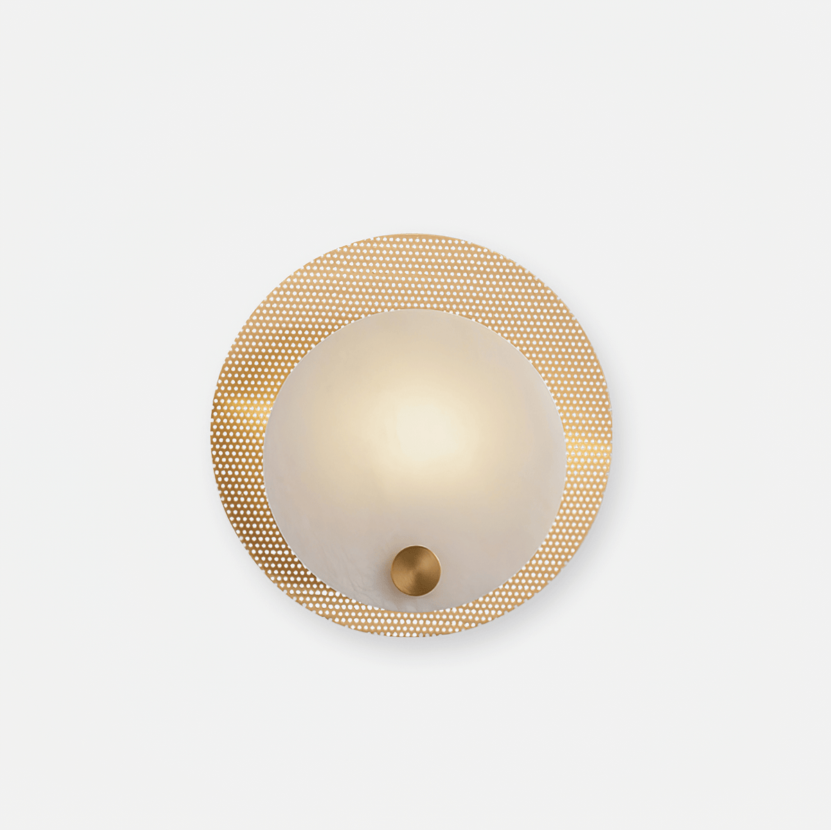 Lumen Alabaster Wall Sconce in Gold with White Alabaster Shade