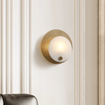 Lumen Alabaster Wall Sconce in Gold with White Alabaster Shade