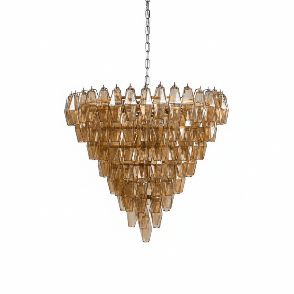 Asti Glass Prism Chandelier in Gold Finish for Modern Interiors