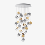 Cubic Luster Cascade Chandelier – Modern Geometric Crystal Pendant Light