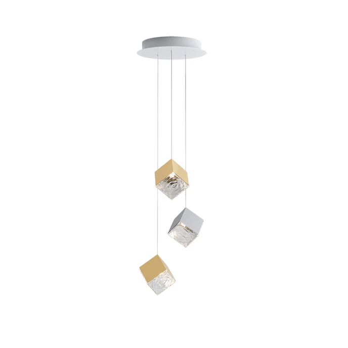 Cubic Luster Cascade Chandelier – Modern Geometric Crystal Pendant Light