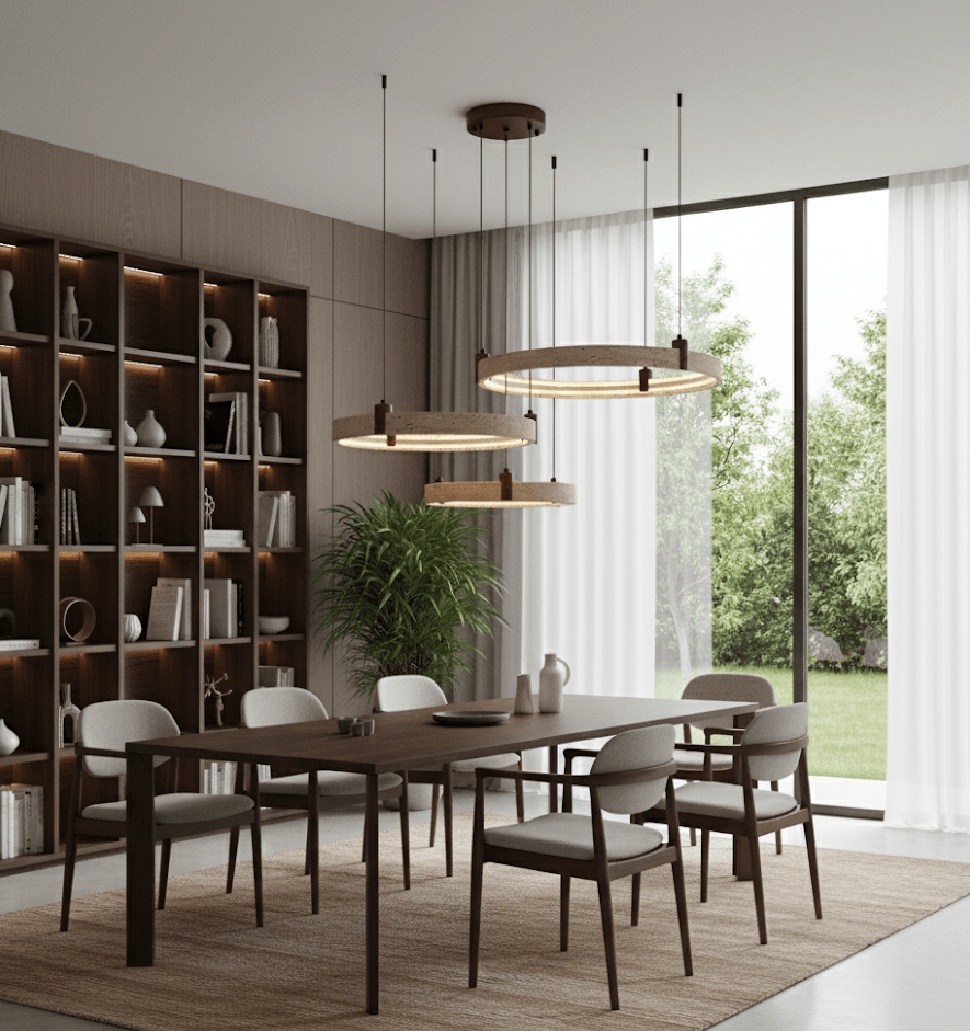 Celestial Orbit Travertine Chandelier – Modern Natural Stone Pendant Light