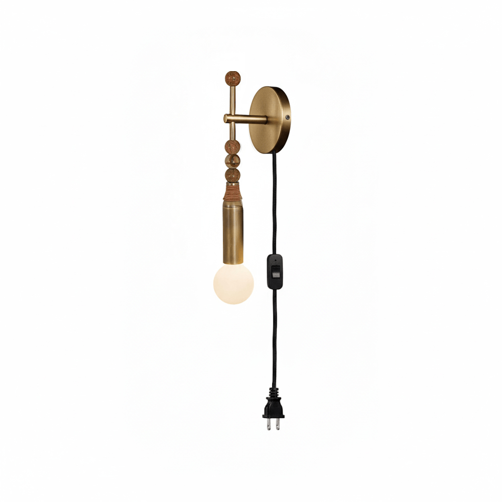 Toam Plug-In Wall Sconce with Marble and Brass Accents