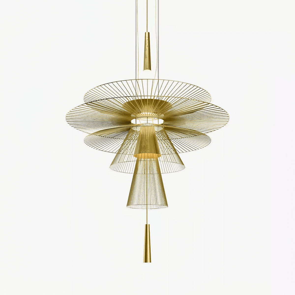Golden Radiance Chandelier – Modern Layered Metal Pendant for Dining Room and Living Space