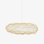 Golden Cloud Weave Pendant Light – Artisan Metal LED Hanging Lamp for Modern Interiors