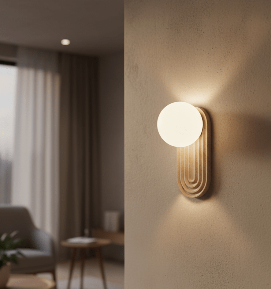 Arco Travertine Wall Sconce – Modern Natural Stone Bedside Lamp