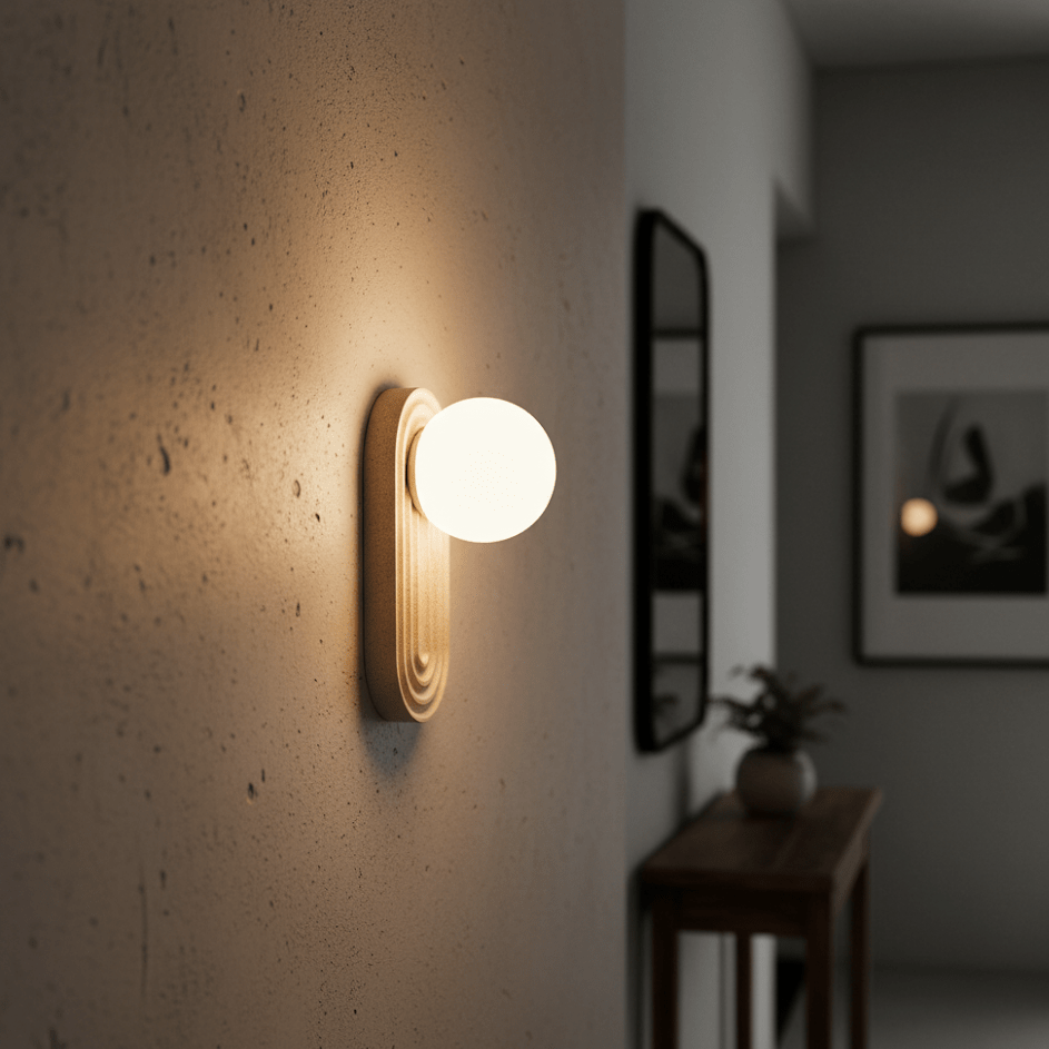 Arco Travertine Wall Sconce – Modern Natural Stone Bedside Lamp