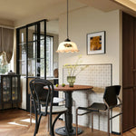 Art Deco Floral Glass Pendant Light with Walnut and Brass Accents