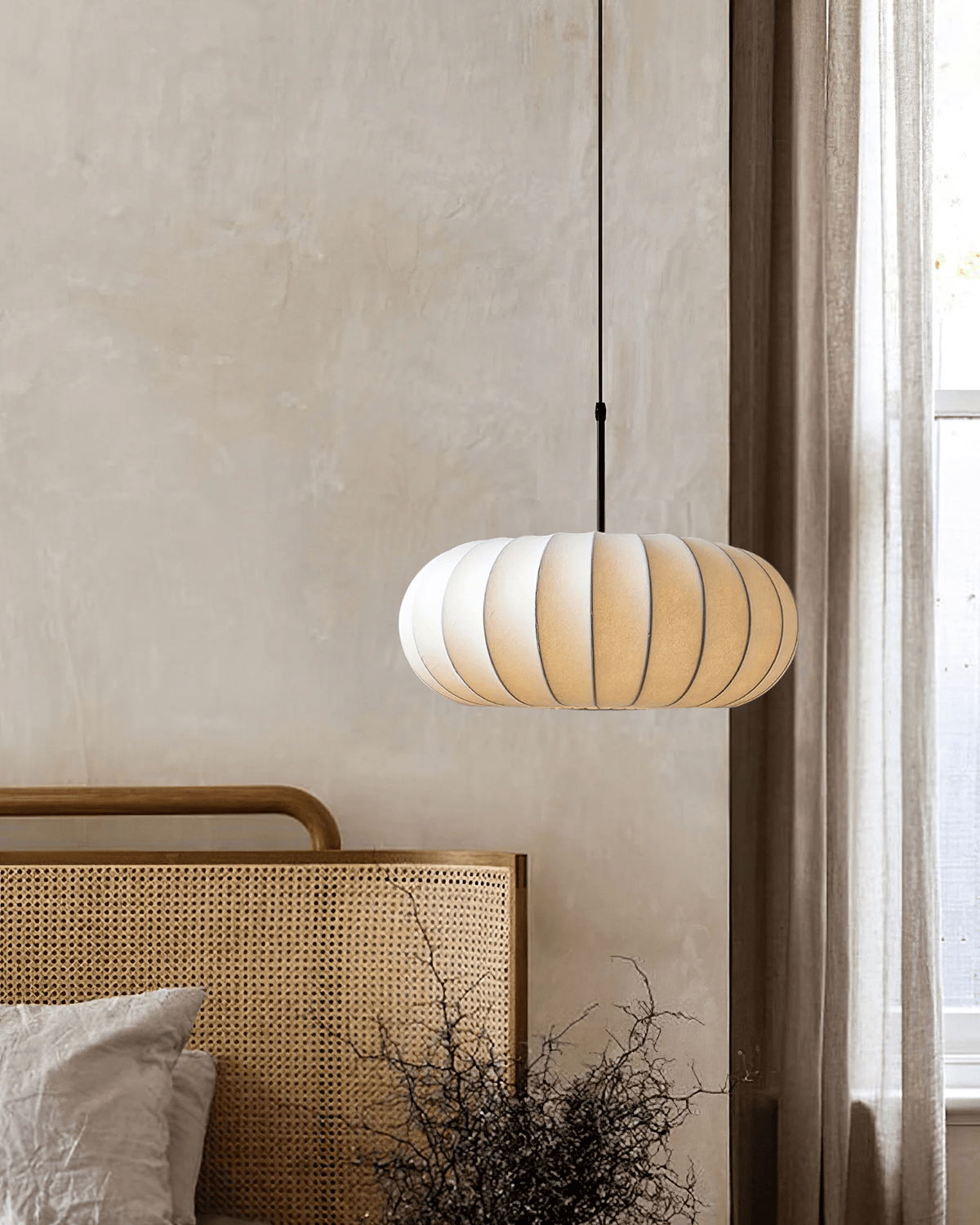 Lantern Silk Pendant Light – Modern Designer Hanging Lamp for Dining & Living