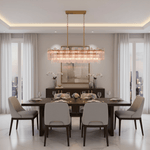 Eloria Glass Linear Chandelier – Modern Fluted Glass Pendant Light
