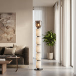 Layered Glass Floor Lamp with Textured Cream Shades