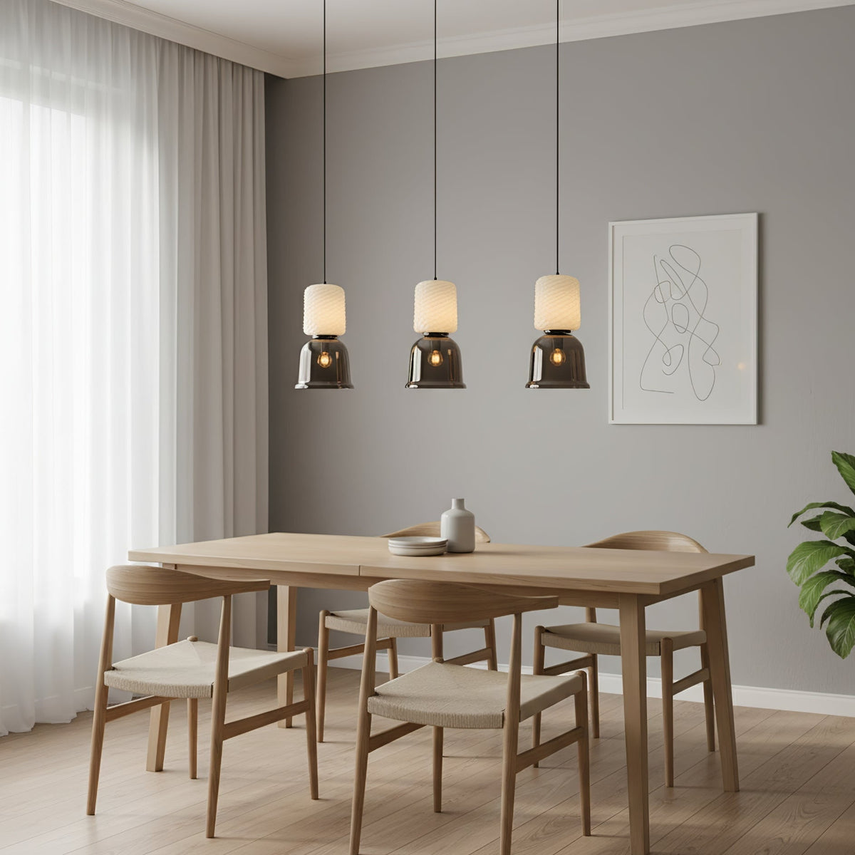 Artisan Layered Glass Pendant Light with Vintage Bulb for Dining and Living Spaces