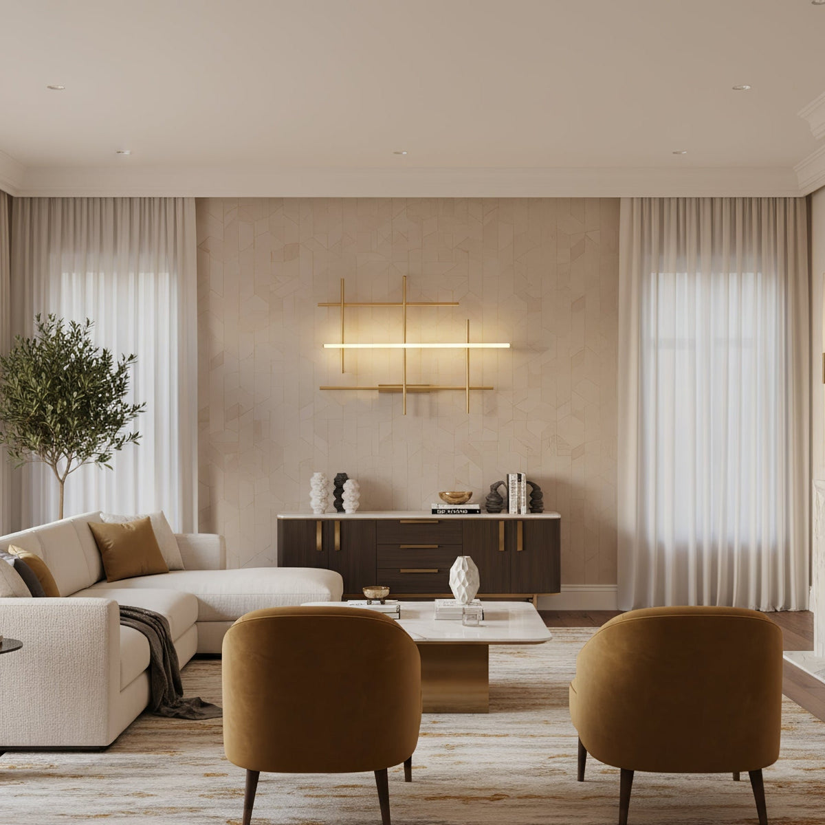 Geometric Linear LED Wall Sconce in Gold for Modern Interiors