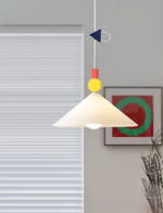 Whimsical Memphis-Style Pendant Light with Geometric Shades