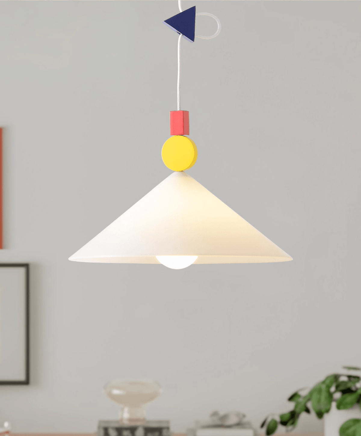 Whimsical Memphis-Style Pendant Light with Geometric Shades