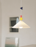 Whimsical Memphis-Style Pendant Light with Geometric Shades