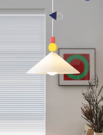 Whimsical Memphis-Style Pendant Light with Geometric Shades