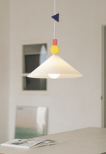 Whimsical Memphis-Style Pendant Light with Geometric Shades