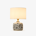 Ebony Vine Ceramic Table Lamp with Beige Fabric Shade