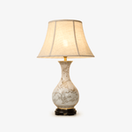 Floral Bird Ceramic Table Lamp with Beige Fabric Shade