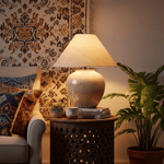 Artisan Gradient Ceramic Jar Table Lamp with Linen Shade