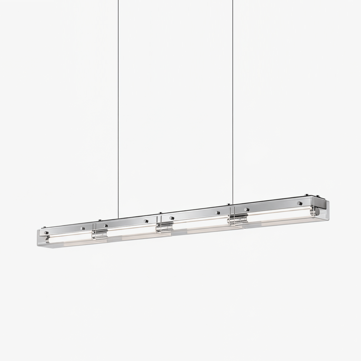 Prism Line Linear LED Pendant Light, Modern Minimalist Metal and Acrylic Chandelier