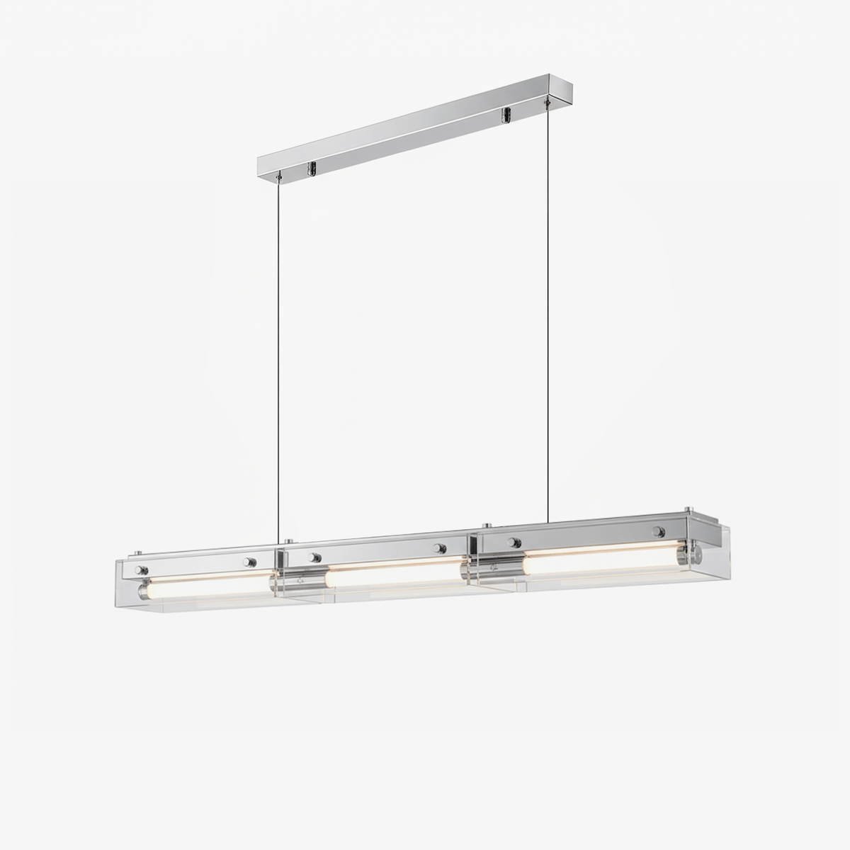 Prism Line Linear LED Pendant Light, Modern Minimalist Metal and Acrylic Chandelier