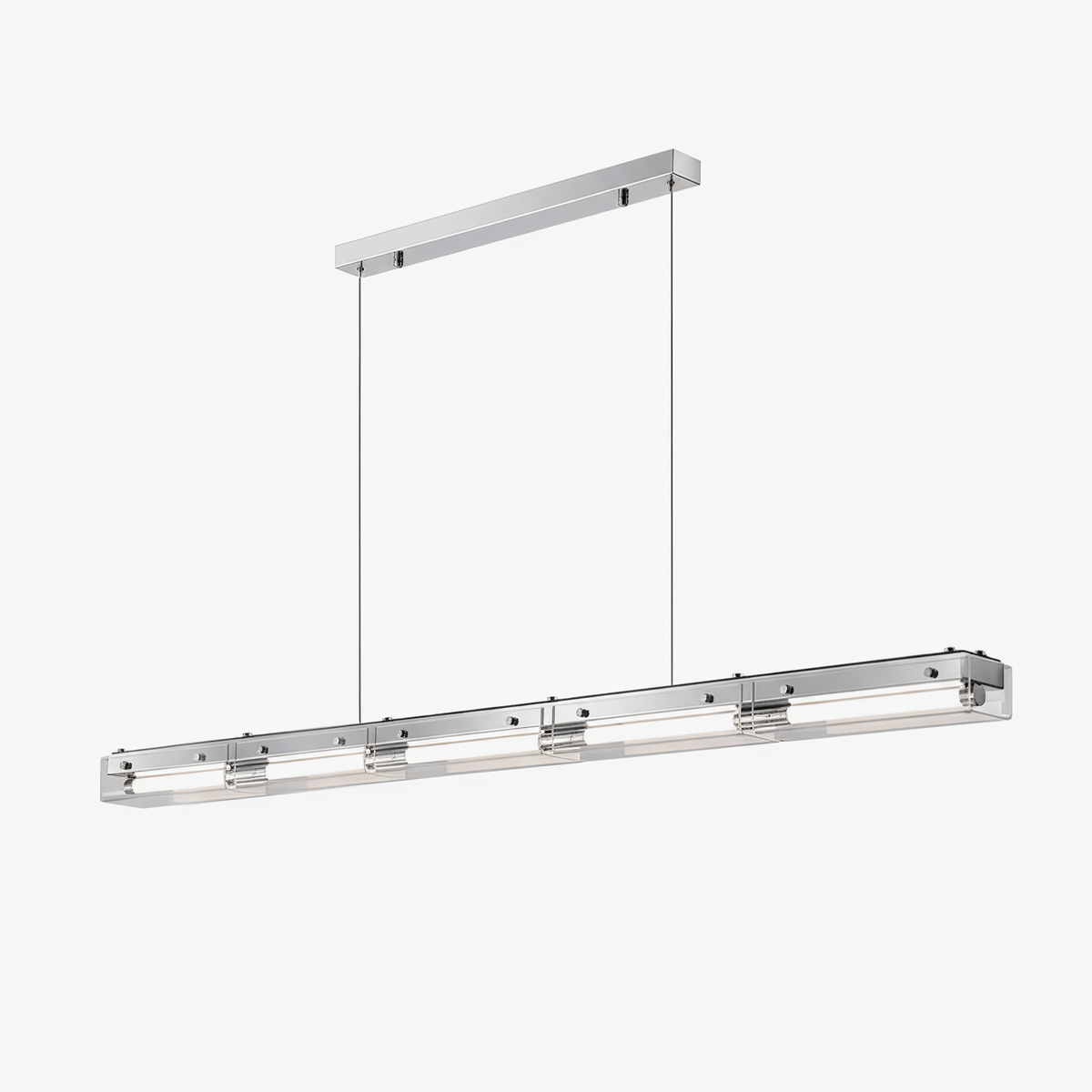 Prism Line Linear LED Pendant Light, Modern Minimalist Metal and Acrylic Chandelier