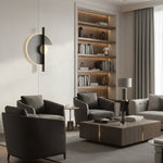 Geometric Eclipse LED Wall Sconce in Black and Grey Metal