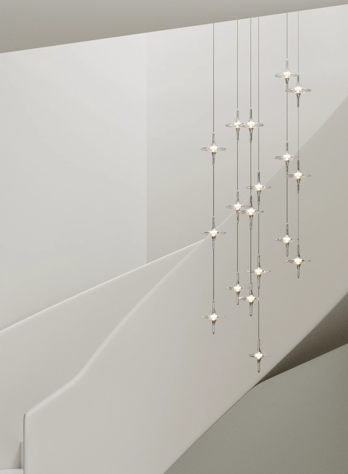 Starfall Staircase Chandelier – Modern Crystal Pendant Light for Contemporary Interiors
