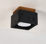 Lava Cube Ceiling Light in Black Travertine and Walnut
