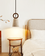 Bellstone Travertine Pendant Light – Natural Stone & Wood Hanging Lamp