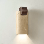 Travertine Wall Sconce with Wood Accent – Modern Minimalist Lighting