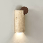 Travertine Wall Sconce with Wood Accent – Modern Minimalist Lighting