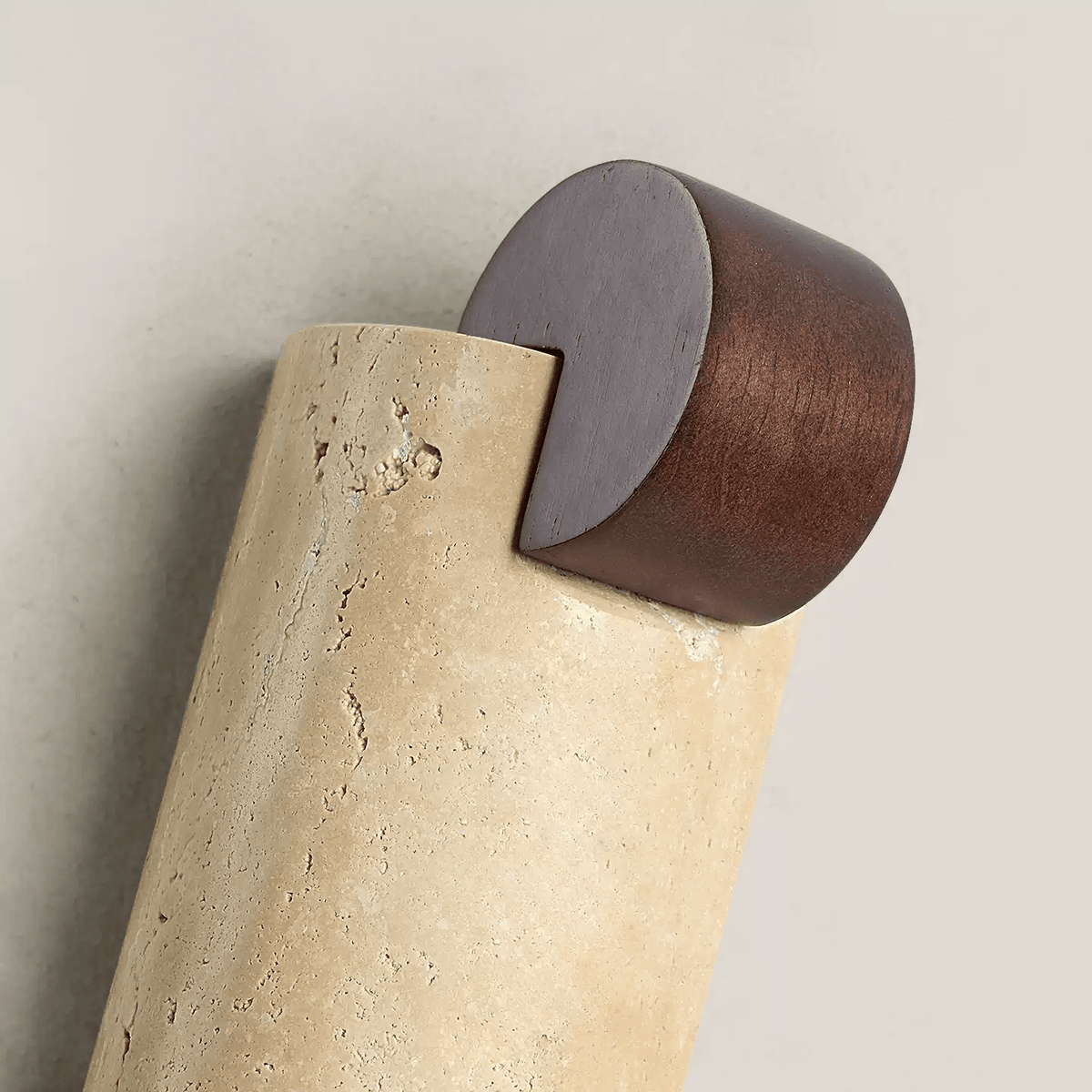 Travertine Wall Sconce with Wood Accent – Modern Minimalist Lighting