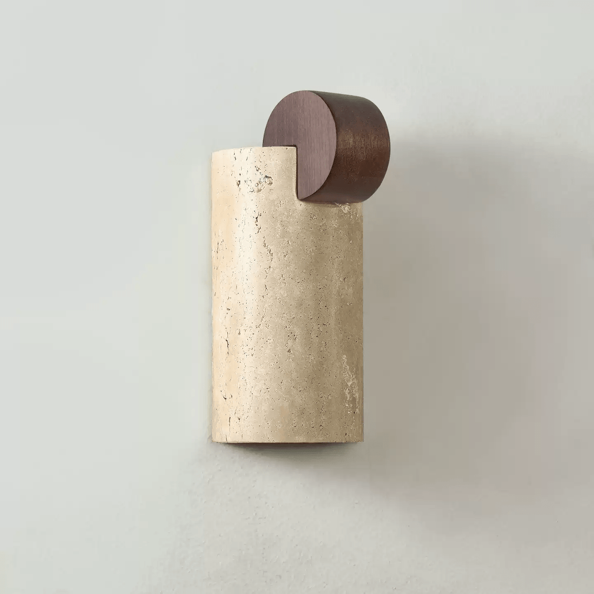 Travertine Wall Sconce with Wood Accent – Modern Minimalist Lighting
