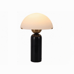 Dome Mushroom Table Lamp with Marble Base and Gold Accents