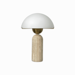 Dome Mushroom Table Lamp with Marble Base and Gold Accents
