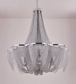 Silver Chain Tassel Chandelier – Art Deco Modern Pendant Light for Dining & Living Spaces
