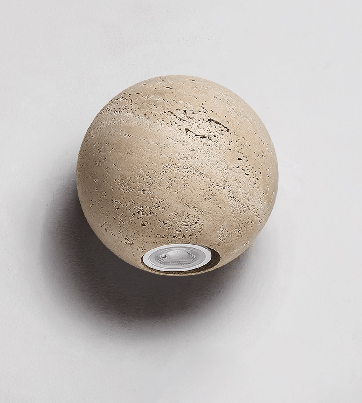 Travertine Globe Wall Sconce – Natural Stone Ambient Lighting