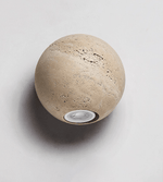 Travertine Globe Wall Sconce – Natural Stone Ambient Lighting