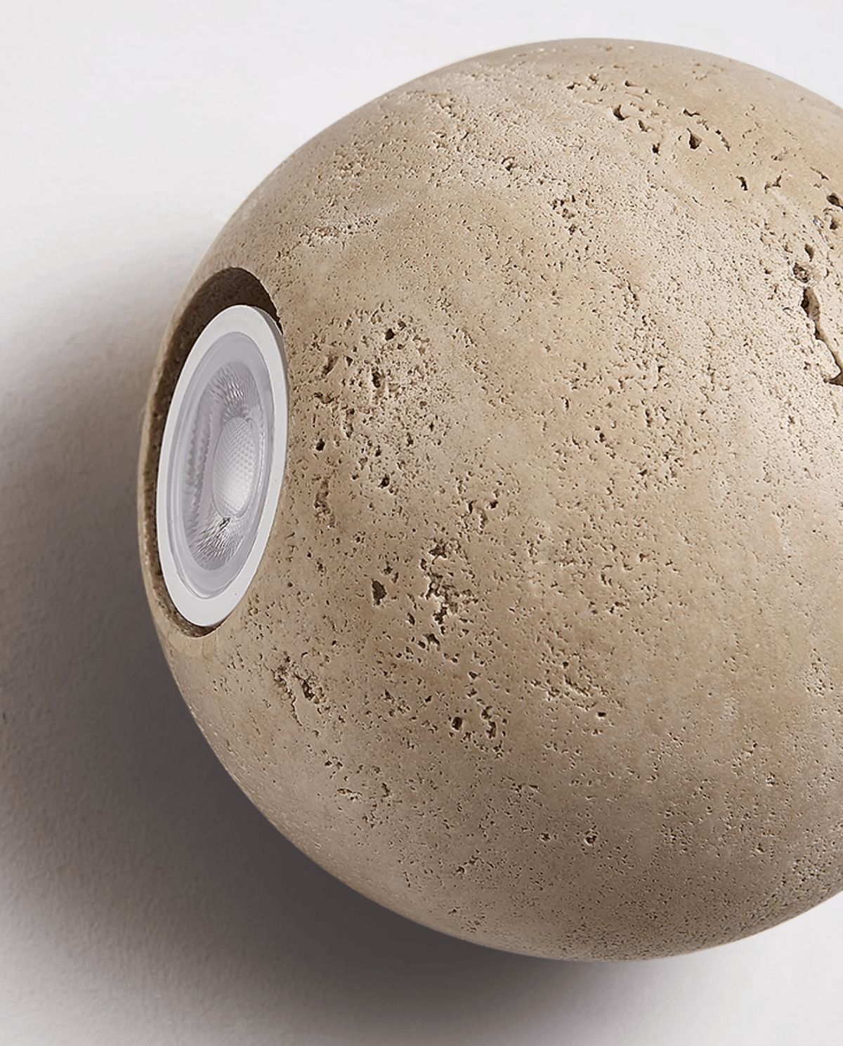 Travertine Globe Wall Sconce – Natural Stone Ambient Lighting