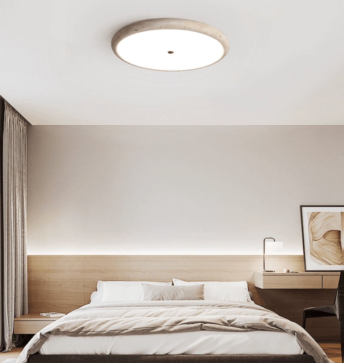 Travertine Disk LED Flush Mount Ceiling Light for Modern Interiors