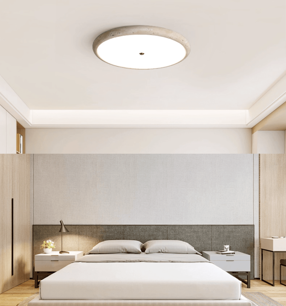 Travertine Disk LED Flush Mount Ceiling Light for Modern Interiors