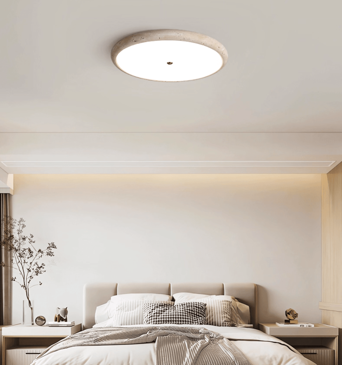 Travertine Disk LED Flush Mount Ceiling Light for Modern Interiors